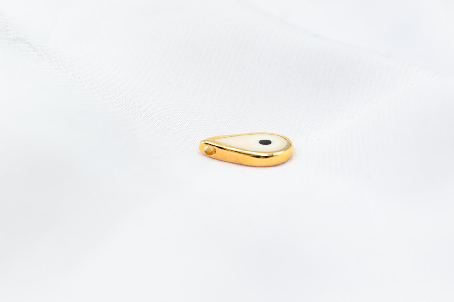 Κρεμαστό Μάτι Δάκρυ με Λευκό Σμάλτο Κ18