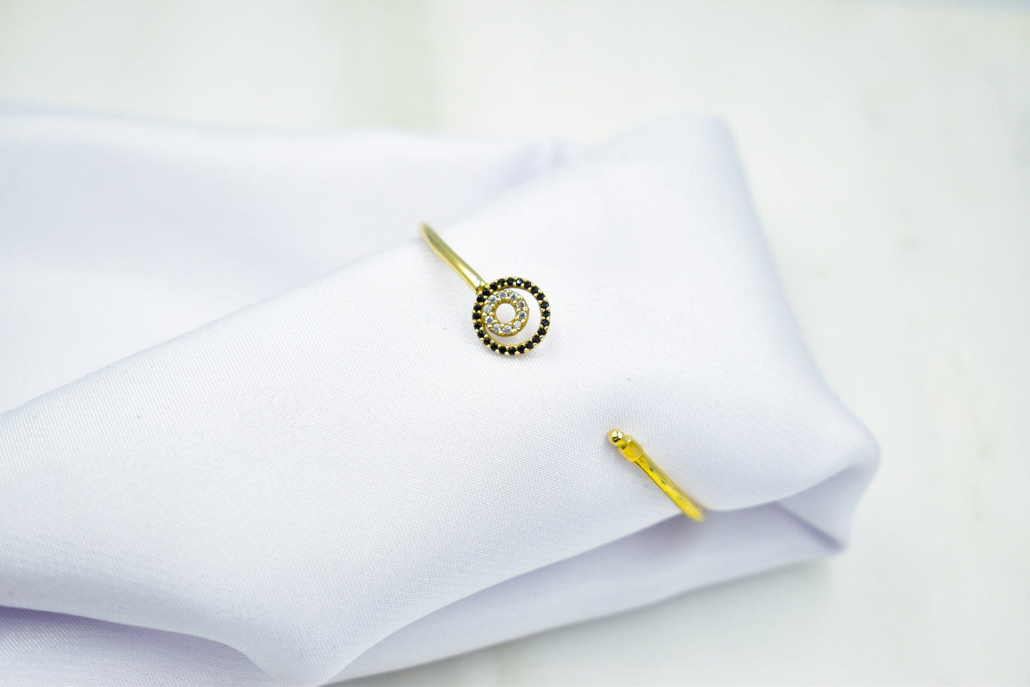 14K Gold Bagle Zircon Bracelet-Elegance, Sophisticated Jewelry, Pink Zircon Accents, Luxurious Beauty, Zircon Gold Bangle,Gift for Mom & Her