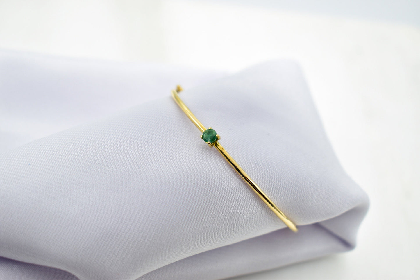 14K Gold Emerald Bangle,Emerald Bracelet,Bracelet for Women,Emerald Bezel Bracelet,May Birthstone Bracelet,Emerald Bangle For Mom & Her