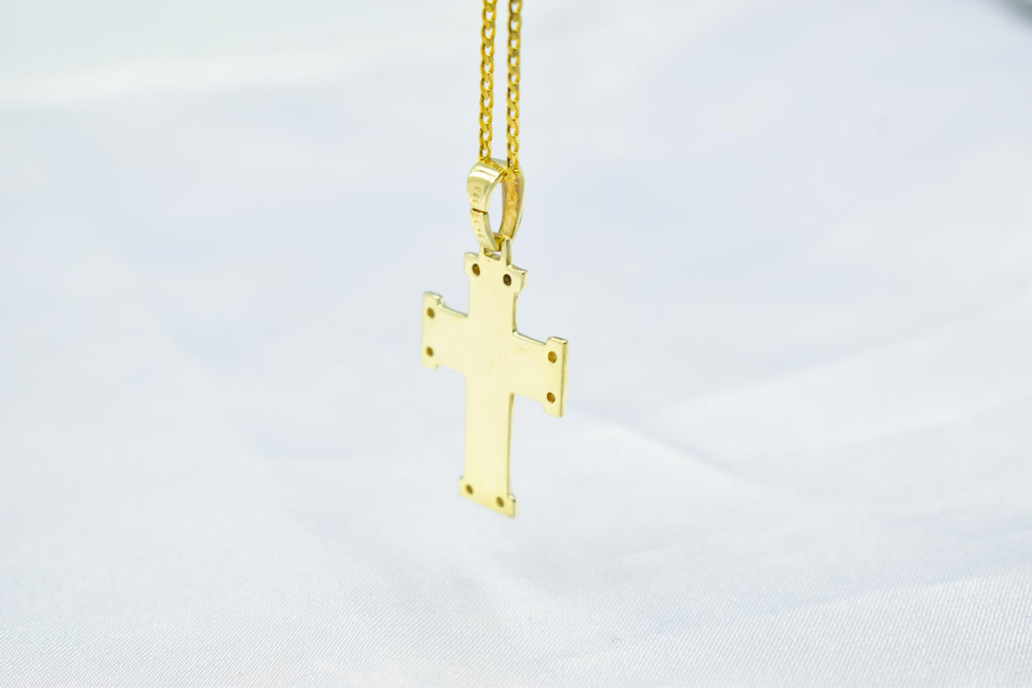 γυναικα 14K Gold Cross Pendant with Cubic Zirconia – Solid Gold Religious Necklace for Men & Women, Elegant Baptism Gift, Christian Jewelry