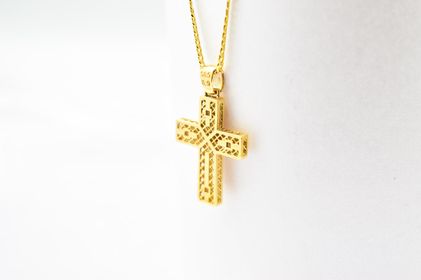 Ανδρικοί Σταυροί 14K Gold Cross Pendant for Men & Women – Solid Yellow Gold Religious Necklace, Minimalist Christian Gift
