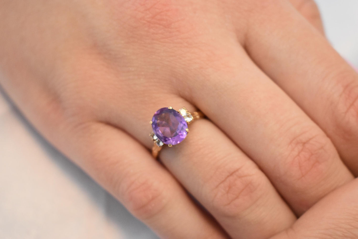 14K Solid Gold Amethyst Ring,Amethyst Stackable Ring,Wedding Stacking Ring,14K Amethyst Ring,Natural Amethyst,Ring for Women,Gift for Her