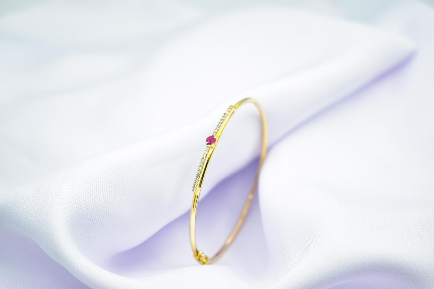 14K Gold Ruby Bangle Bracelet,Gold Ruby Bracelet,Birthstone Bracelet,Ruby Bracelet,Dainty Adjustable Bracelet,Gift for Mom & Her