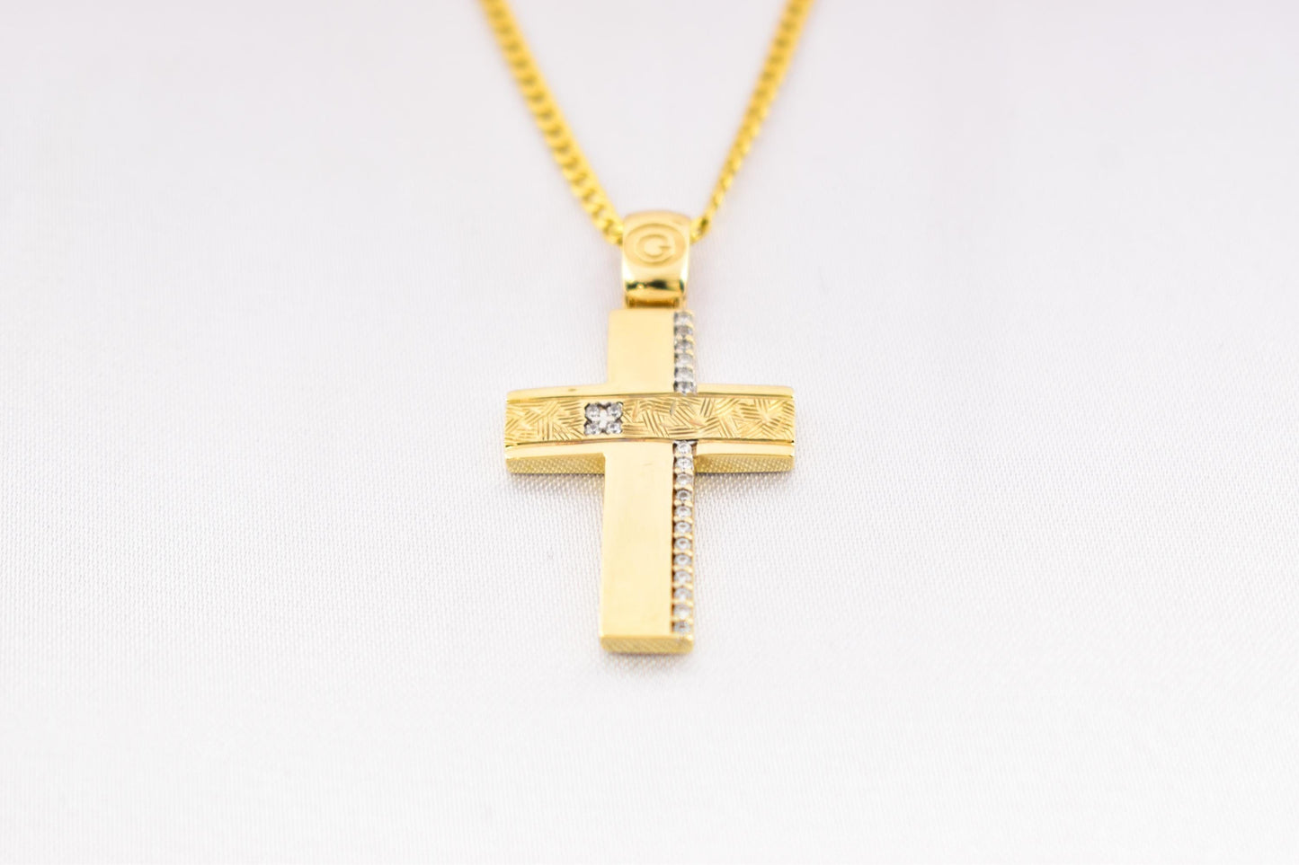 γυναικα 14K Gold Orthodox Cross Pendant with Enamel Back – Double-Sided Religious Jewelry for Men & Women