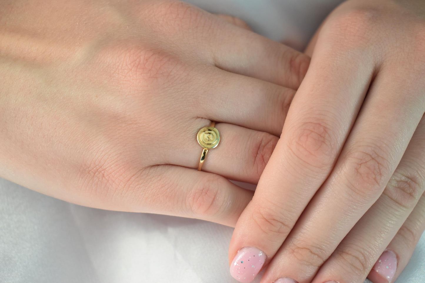 14K Solid Gold Spiral Ring,Ancient Greece Design Ring,Spiral Gold Ring,Stackable Jewellery Ring,Gold Band,14K Wedding Stacking Ring for Her