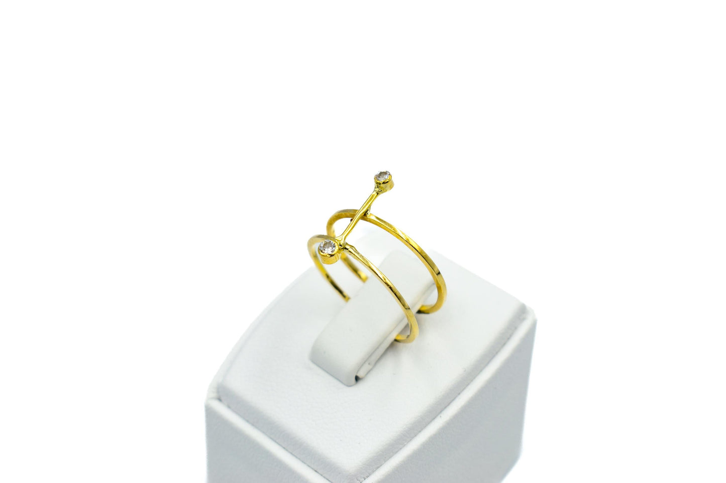 14K Solid Gold Handmade Ring,Thin Band Ring,Zircon Ring,Elegant Jewelry,Unique Fashion Ring,Modern Gold Ring,Everyday Ring for Her