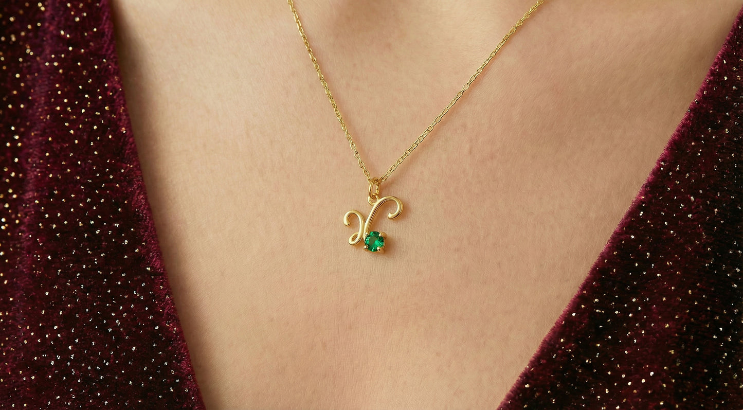 Γούρι Χρυσό Πράσινο Zircon Κ9 / Κ14