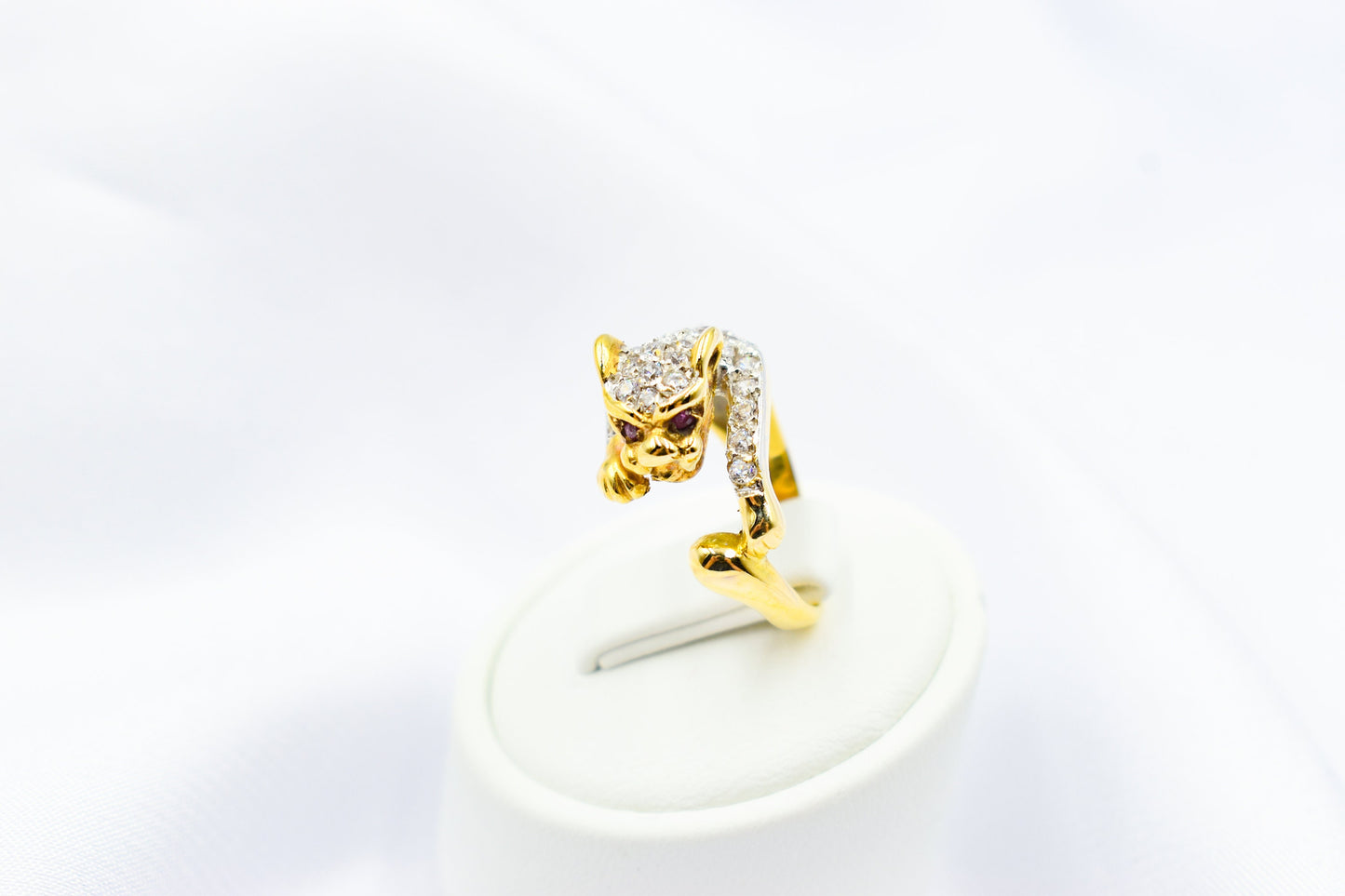 Χειροποίητο Δαχτυλίδι Πάνθηρας Pavé με Ζιργκόν & Ρουμπίνια