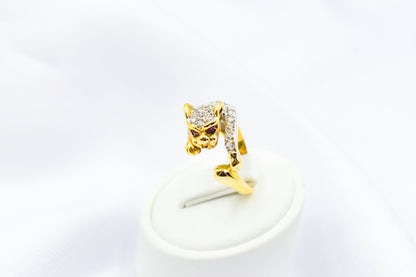 Χειροποίητο Δαχτυλίδι Πάνθηρας Pavé με Ζιργκόν & Ρουμπίνια