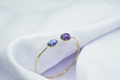 14K Gold Bracelet Amethyst,Dainty Natural Amethyst Bangle Bracelet,Custom Gold Bangle,Graduation Gift for Her,Wedding & Engagement Gift