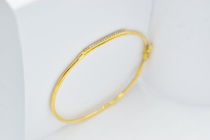 14K Gold Bar Bracelet, CZ or VVS1 Diamond Bangle,Dainty Gold Cuff, Custom Size,Gift for Her,Minimalist Gold Jewellery for Women Gift for Her