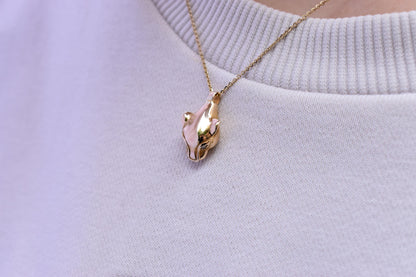 Χρυσό Κολιέ με Κεφάλι Πάνθηρα και Διαμάντια 14Κ