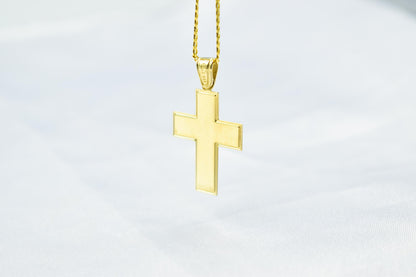 γυναικα 14K Solid Gold Cross Pendant with White Gold Detail and Cubic Zirconia – Elegant Religious Necklace for Men & Women