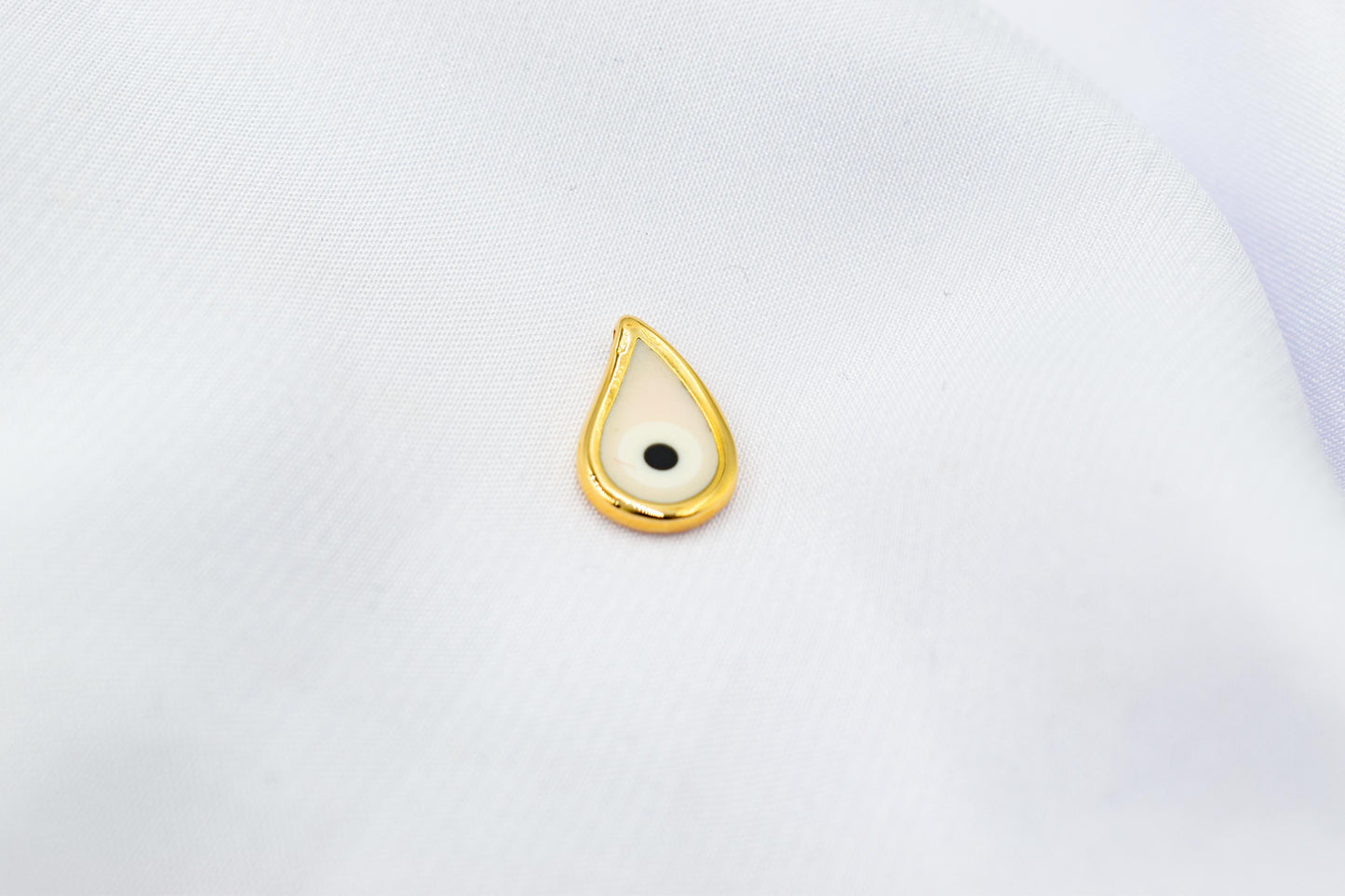 Κρεμαστό Μάτι Δάκρυ με Λευκό Σμάλτο Κ18