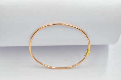 14K Rose Gold Bangle, Solid Gold Thin Bracelet, Elegant Rose Gold Jewellery for Women, Dainty Gold Bangle, Minimalist Real Gold Bracelet