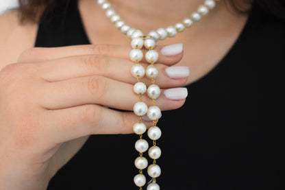 Χειροποίητο Μαργαριταρένιο Κολιέ με Διαμάντια & Ζαφείρι Κ14