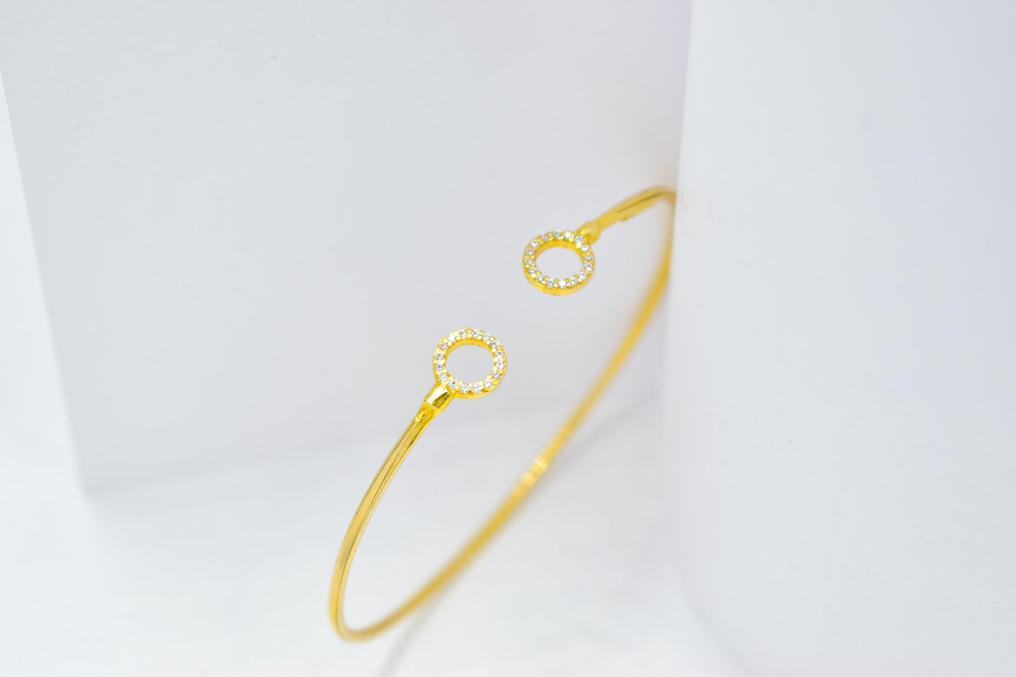 14K Gold Circle Bangle Bracelet,Open Circle Gold Bracelet,Dainty Diamond Bangle, Zircon Bangle Gift for Her,Adjustable Bracelet,Gift for Her