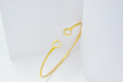 14K Gold Circle Bangle Bracelet,Open Circle Gold Bracelet,Dainty Diamond Bangle, Zircon Bangle Gift for Her,Adjustable Bracelet,Gift for Her
