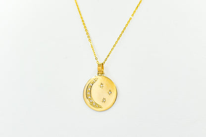 Κολιέ Φεγγάρι και Αστέρια με Ζιργκόν 14Κ