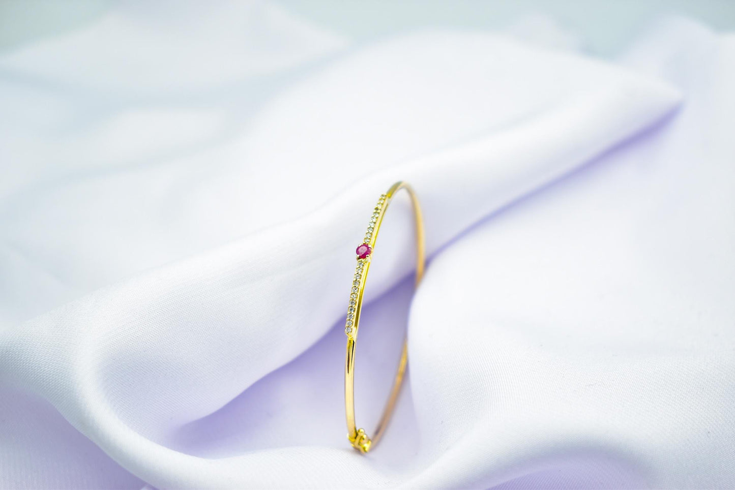 14K Gold Ruby Bangle Bracelet,Gold Ruby Bracelet,Birthstone Bracelet,Ruby Bracelet,Dainty Adjustable Bracelet,Gift for Mom & Her