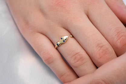 Snake Head 14K Solid Gold Ring,Gold Serpent Ring,Snake Head Ring,Stackable Jewellery Ring,Gold Band,14K Wedding Animal Ring,Minimalist Ring