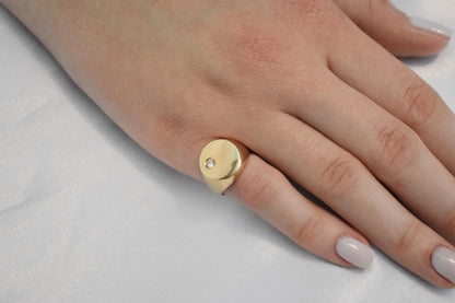 14K Solid Gold Ring,Engravable Flat Ring,Engagement Ring,Wedding Gold Ring,Statement Ring,Stackable Gold Ring,Gift for Her,14K Weeding Band