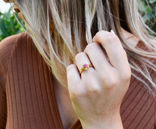 Χειροποίητο Μονόπετρο με Ορυκτό Ρουμπίνι Κ18