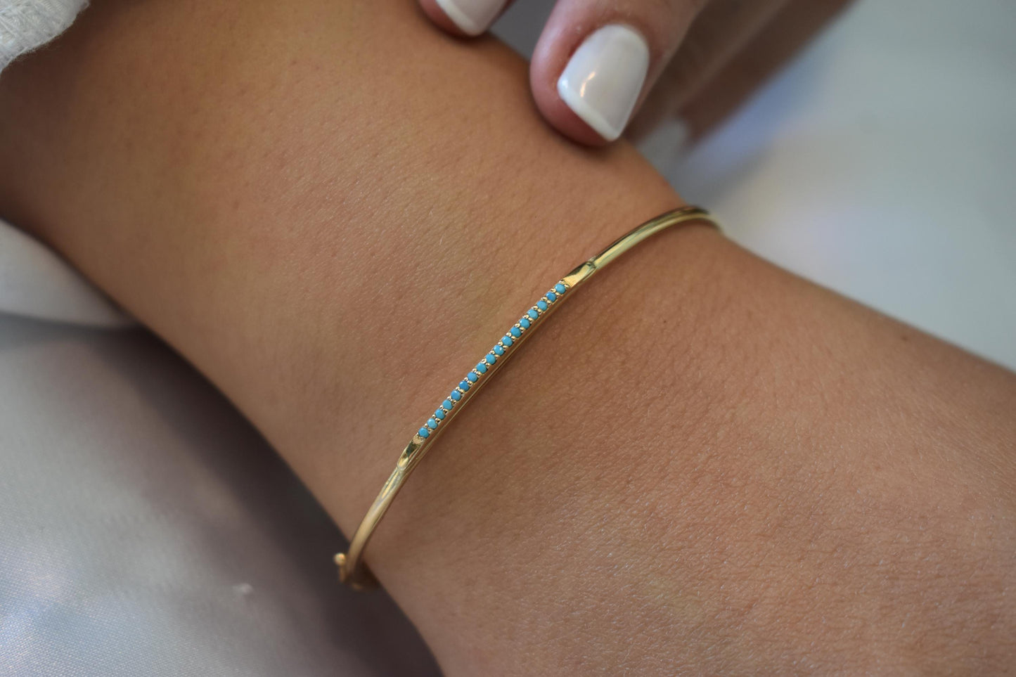 14K Gold Pave Bar Bracelet,Gold Everyday Bracelet Women,Handcrafted Ladies Dainty Line Bracelet,Elegant Stacking Bracelet Gift for Mom & Her