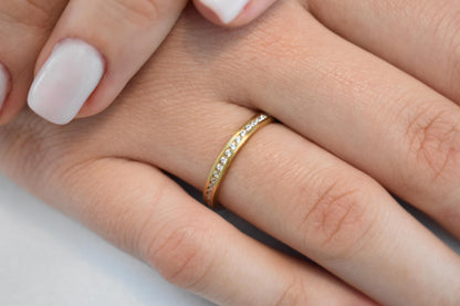 14K Solid Gold Eternity Band Ring–Elegant Stackable Jewelry,Timeless Gold Band for Weddings,Wedding Band Stacking Ring for Him Her