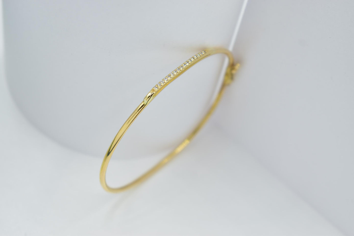 14K Gold Bar Bracelet, CZ or VVS1 Diamond Bangle,Dainty Gold Cuff, Custom Size,Gift for Her,Minimalist Gold Jewellery for Women Gift for Her