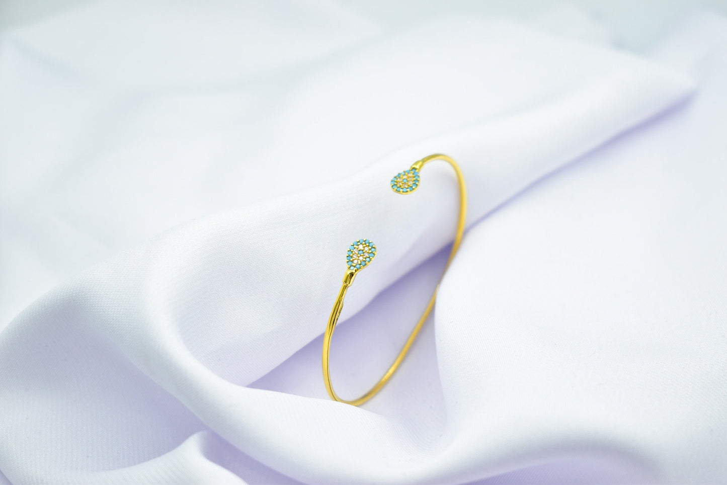 14K Gold Evil Eye Bangle Bracelet,Turquoise Bangle,Zircon Bangle Bracelet,Adjustable Bracelet,Gift for Her,Dainty Bracelet for Mom & Her