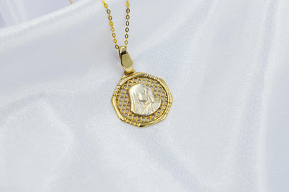 Χρυσό Κωνσταντινάτο Παναγία Οκτάγωνο 14Κ