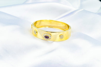 14K Solid Gold Ruby Bangle,Natural Ruby Bezel,Genuine Ruby,Bangle Bracelet,Natural Ruby,Unique & Vintage Bracelet for Her,Gemstone Gold Ruby