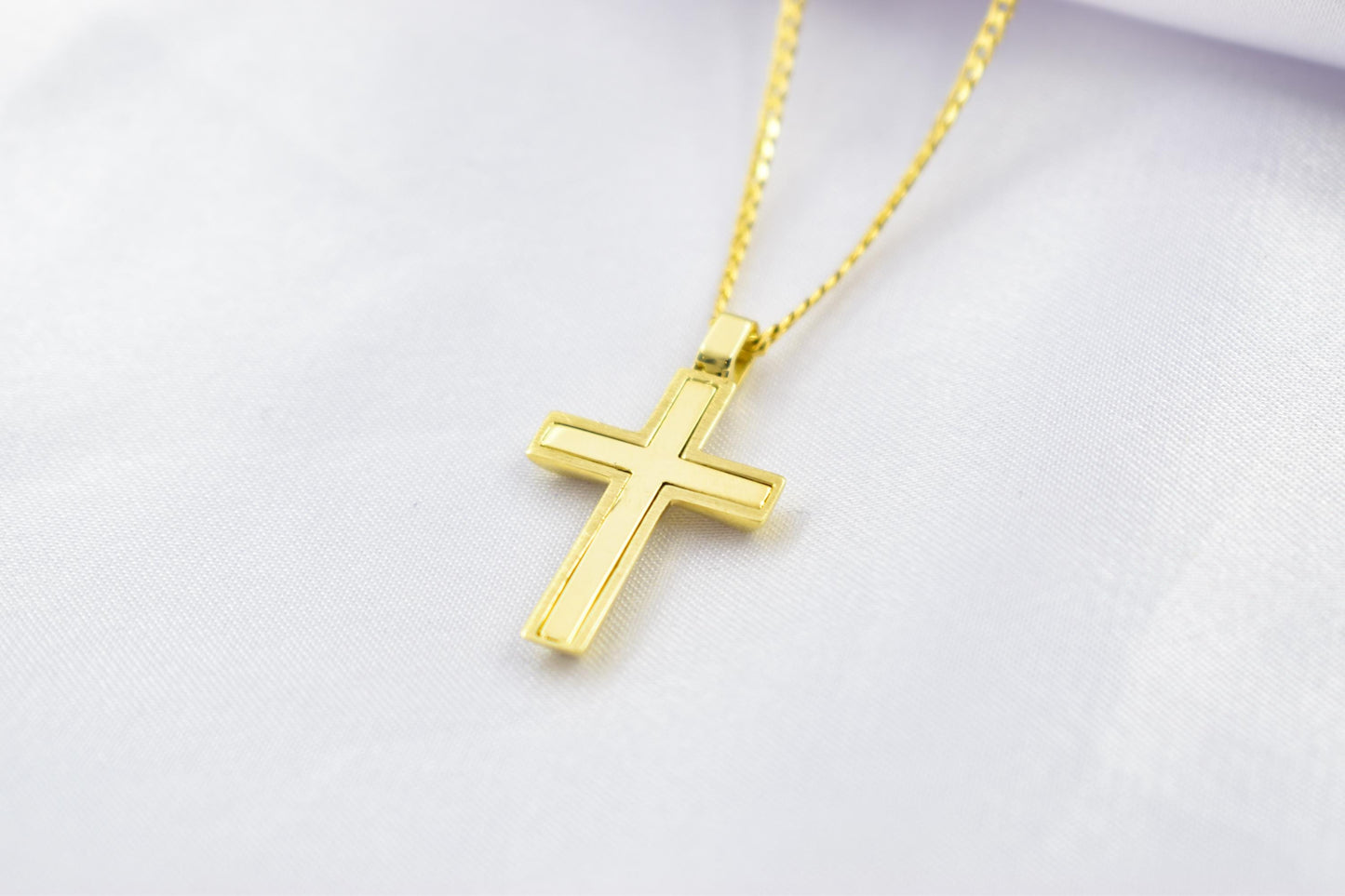 γυναικα 14K Gold Cross Pendant with Zircon Stones,Elegant Christian Necklace,Pendant Only, Complete Set with Chain,Women’s Men’s Cross,Baptism Gift