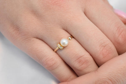 Χειροποίητο Δαχτυλίδι με Μαργαριτάρι και Ζιργκόν Κ14