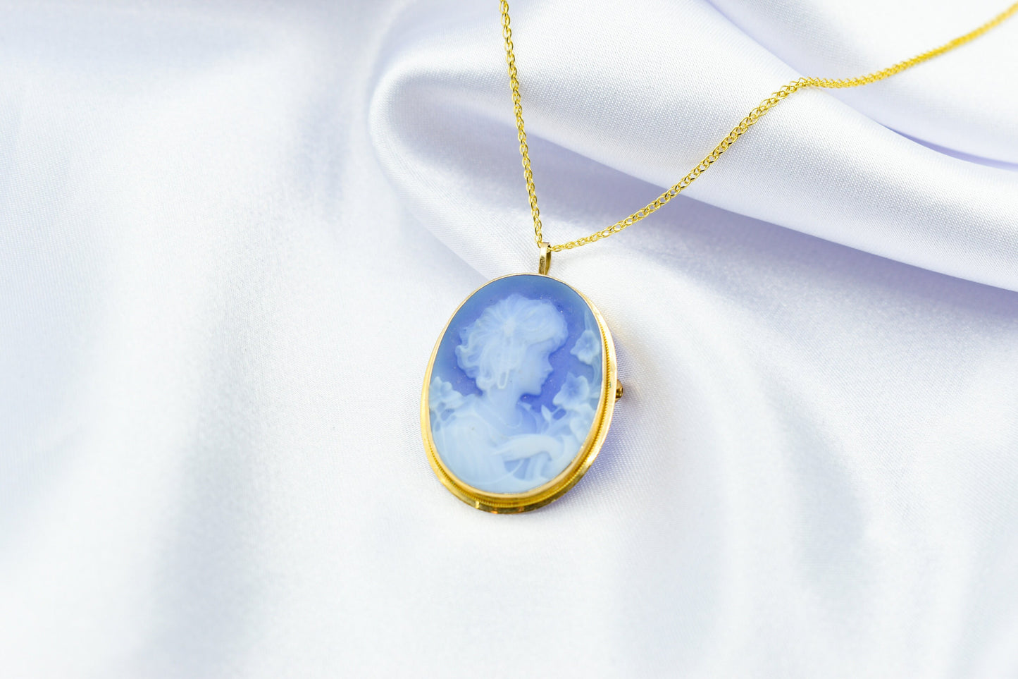 Χρυσό Καμέο σε Μπλε Όστρακο (Μεγάλο) 14Κ