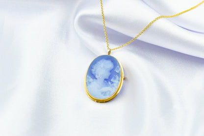 Χρυσό Καμέο σε Μπλε Όστρακο (Μεγάλο) 14Κ