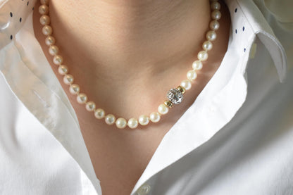 Χειροποίητο Μαργαριταρένιο Κολιέ με Δίχρωμο Κούμπωμα Κ14