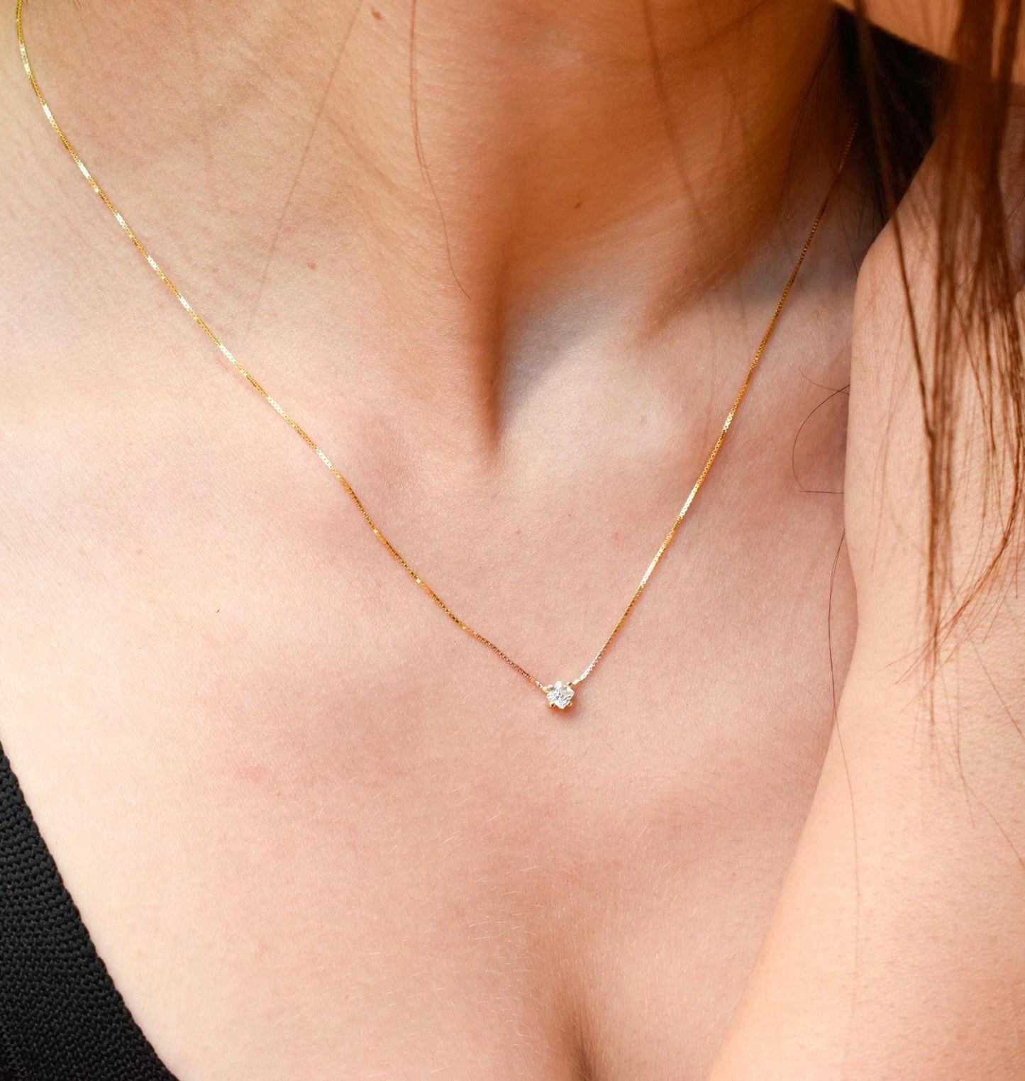 Κολιέ Μονόπετρο Ζιργκόν 14Κ