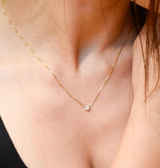 Κολιέ Μονόπετρο Ζιργκόν 14Κ