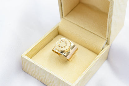 14K Solid Gold Ring,Unique Round Ring,Engagement & Wedding Gold Ring,Statement Ring,Stackable Gold Ring,Gift for Mom and Her