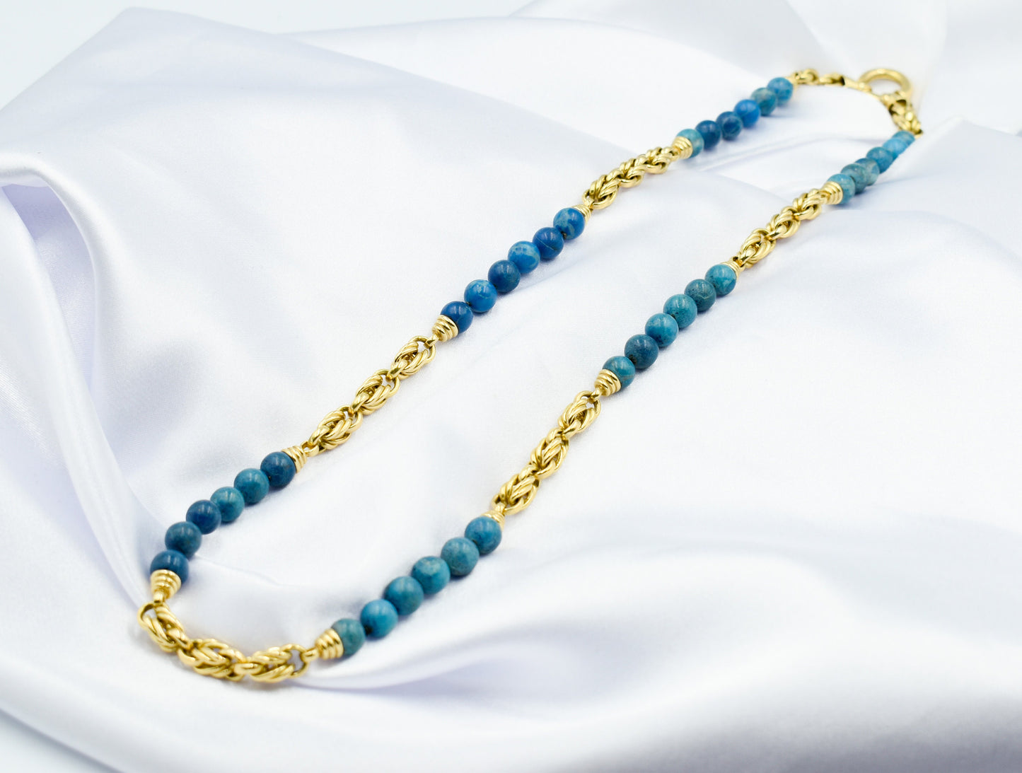 Χρυσό Κολιέ με Τυρκουάζ Πέτρες 14Κ