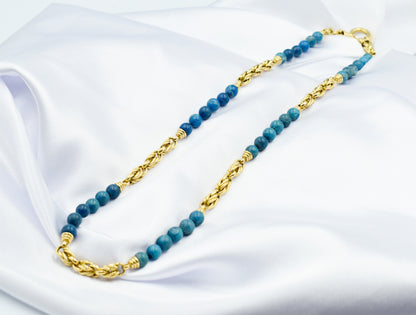 Χρυσό Κολιέ με Τυρκουάζ Πέτρες 14Κ