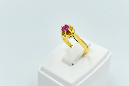 Χειροποίητο Μονόπετρο με Ορυκτό Ρουμπίνι Κ18