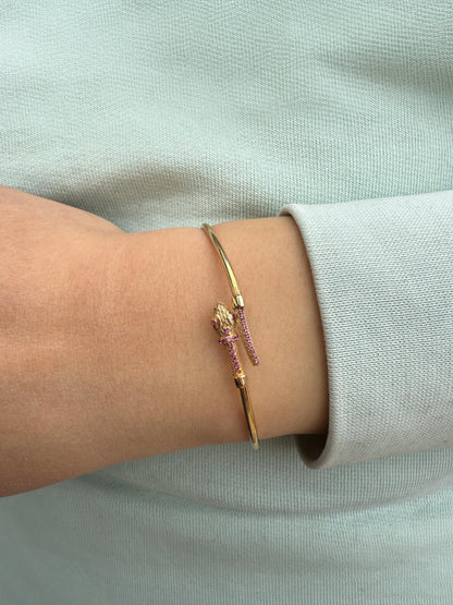 14K Serpent Bangle,Snake Gold Bangle Bracelet,Adjustable Animal Bangle,Chinese Calendar Jewel,Snake Handcrafted Bangle,Animal Collection