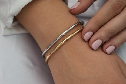 14k Thick Gold Classic Bangle Slip on Bracelet,Stacking Gold Bangle Bracelet,Elegance Minimalist Bangle,Plain Bangle,Gift for Mom & Her