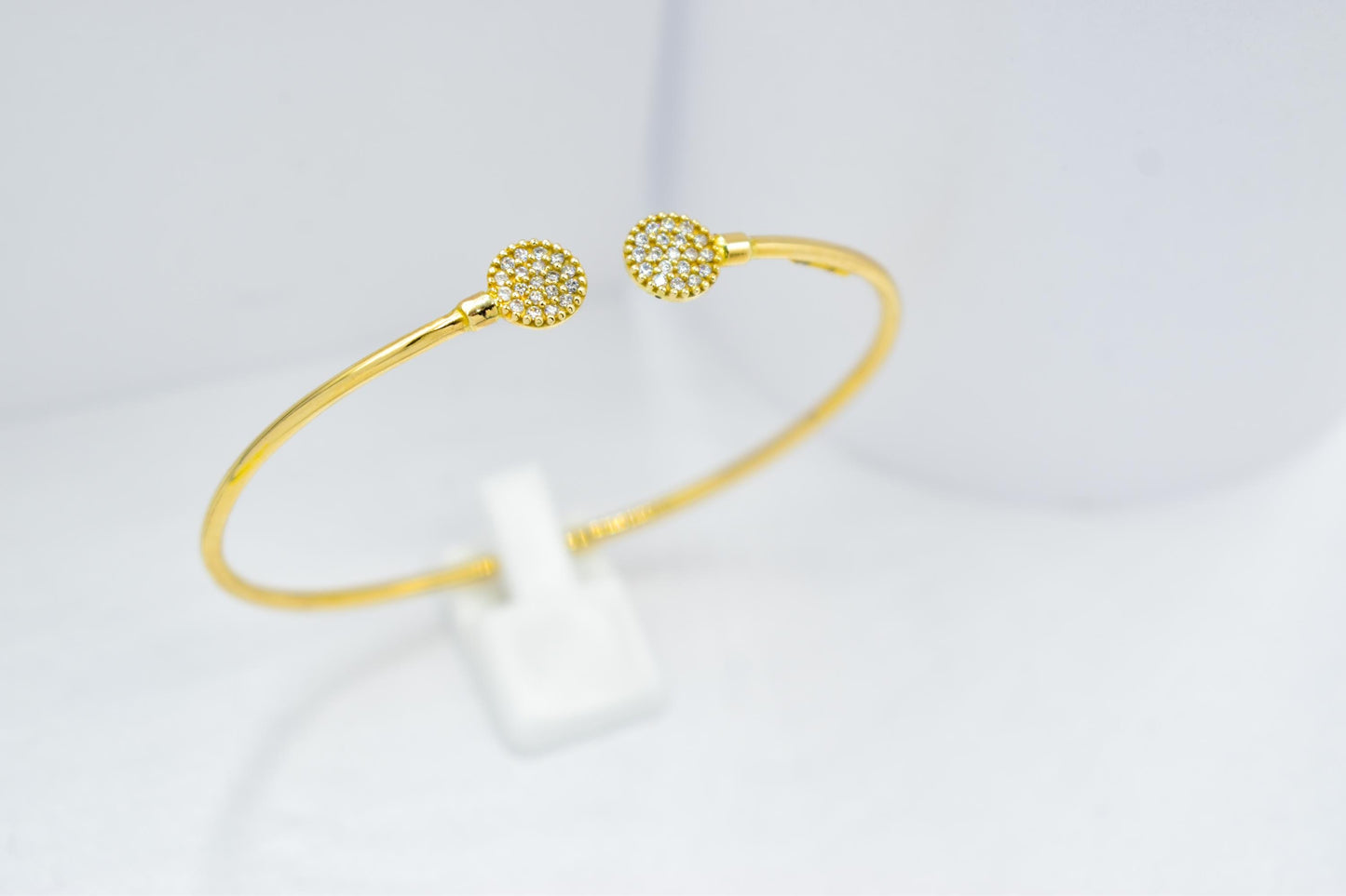 14K Solid Gold Open Bangle Bracelet Zircon or Diamond,Custom Fit Cuff Bracelet,Elegant Handmade Gold Jewellery,Gift for Her,Gift for Mom