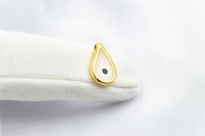 Κρεμαστό Μάτι Δάκρυ με Λευκό Σμάλτο Κ18