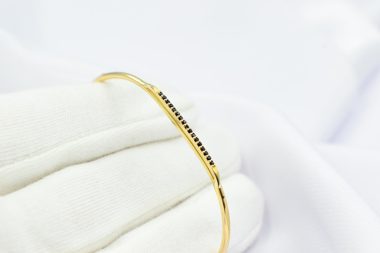 14K Solid Gold Pave Bar Bracelet,Everyday Bracelet Women,Ladies Dainty Line Bracelet,Stacking Bracelet Gift for Her,Minimal Exclusive Style