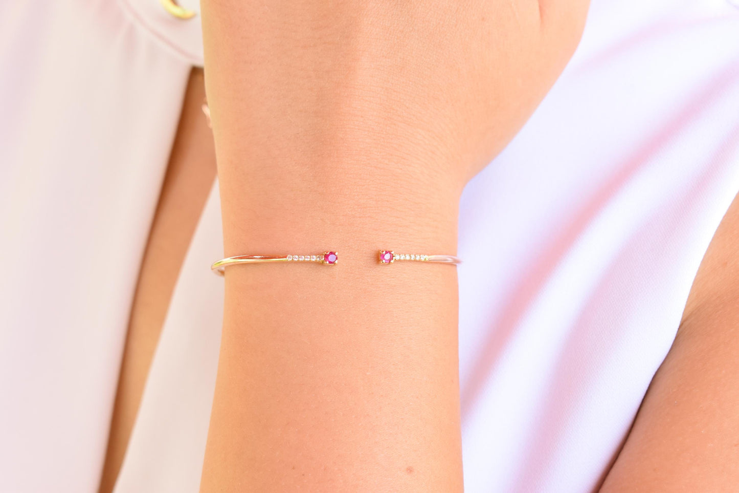 14K Gold Diamond VS/SI Bangle Bracelet,Ruby Gold Bangle Bracelet,Minimalist Bangle Bracelet,Plain Bangle,Bangle,Bracelet for Women,Mom Gift